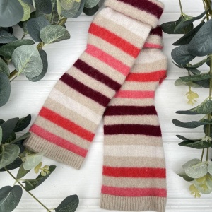 Cashmere Fingerless Gloves - Cheery Stripes